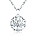 Wholesale Simple Circle Tree Design Sterling Silver Pendant Necklace Rhodium Plated Zircon for Engagement Sweaters Choker Charms
