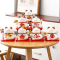 Waving Hand Arm Battery 5 Inches Porcelain Japanese Figurine Gift Ceramic Fortune Maneki  Neko Lucky Cat