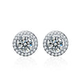 Fine Jewelry Sterling Silver Round Cut Diamond Earrings White Gold Color Moissanite Diamond Stud Earrings for Women Men