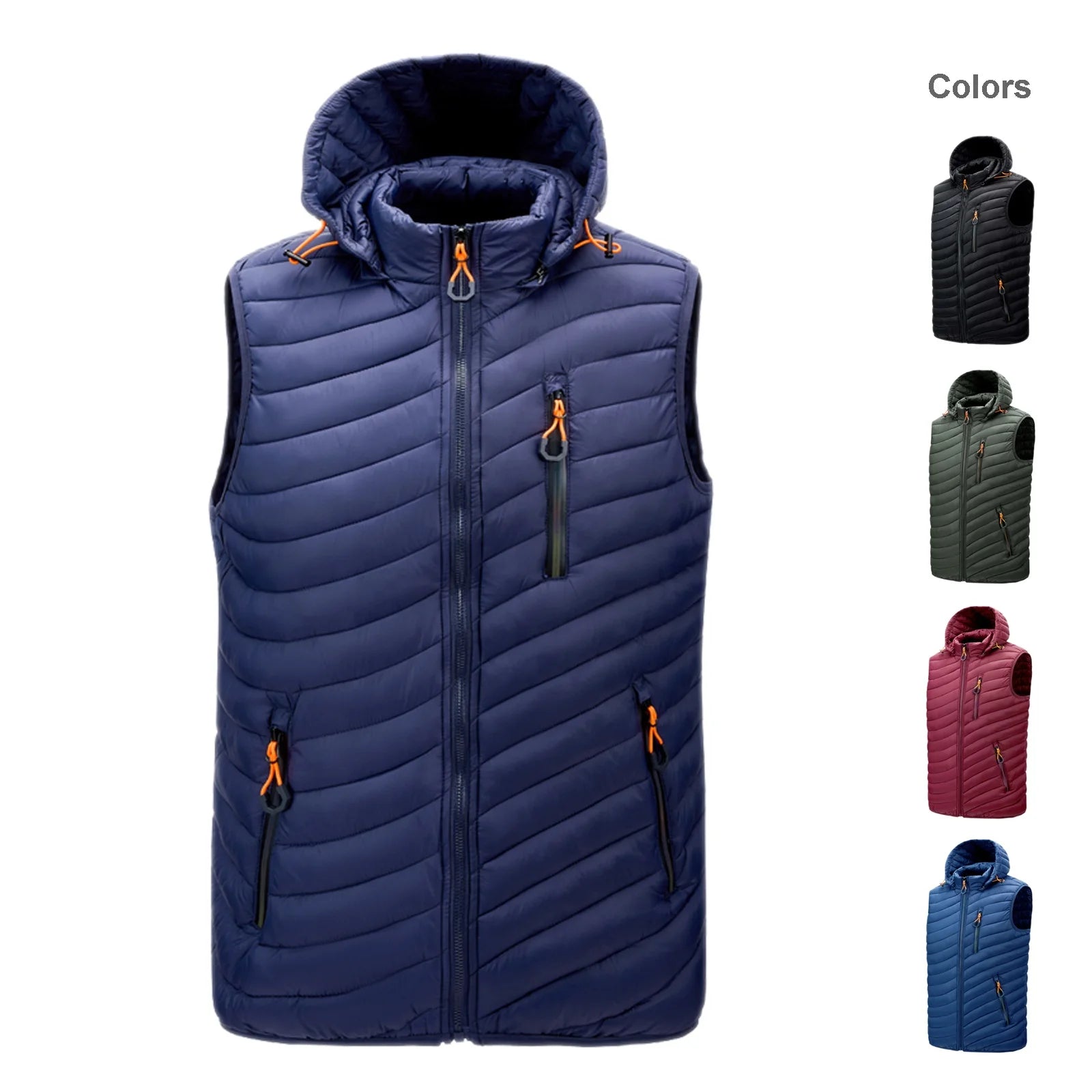 OEM Men's Plus Size Nylon Quilted Puffer Vest Sleeveless Winter Waterproof Windproof Breathable Eco-Friendly Jacket Zipper