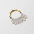 American European 925 Sterling Silver Fashionable Personality Tassel Round Bead Gold Plated Rings for Women