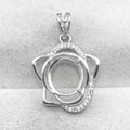 Sterling Silver 10*11mm Semi Mount Pendant Empty Frame Blank Support Setting S925 Base Holder Without Center Stone for DIY Inlay