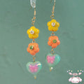 Original Jewelry's Lovely Colorful Ceramic Heart and Flower Hook Earrings S925 Needle Sweet Drop Earrings for Girls