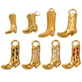 Fast Delivery 18k Gold Plated Waterproof Boot Pendant Stainless Steel Enamel Cowboy Cowgirl Boots Charm