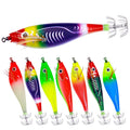 9.5cm 10g 7 Colors Artificial Squid Bait Hard Fishing Bait Wood Shrimp Lure Pesca Luminous Lures for Saltwater Mini Fishing Lure