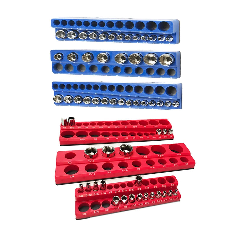 ABS 6PCS 1/4inch 3/8inch 1/2inch Socket Metric Magnetic Socket Holder Storage Organizer Set for Workshop