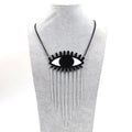 Unique Design Oversized Eye Tassel Necklace Personality Exaggerated Party Acrylic Hip Hop Black Big Charm Long Necklace Unisex