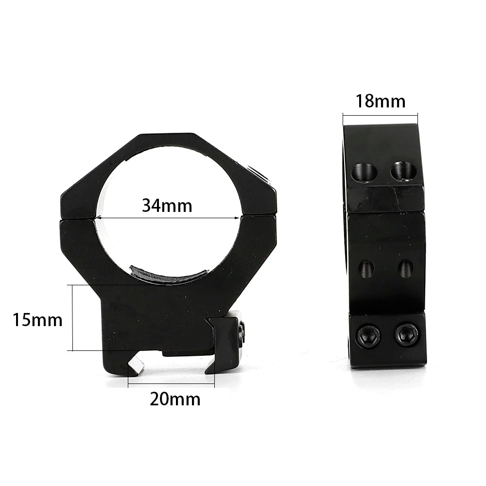 Ohhunt 34mm Diameter Scope Rings Medium Profile Standard 20mm Hunting Scope Mounts