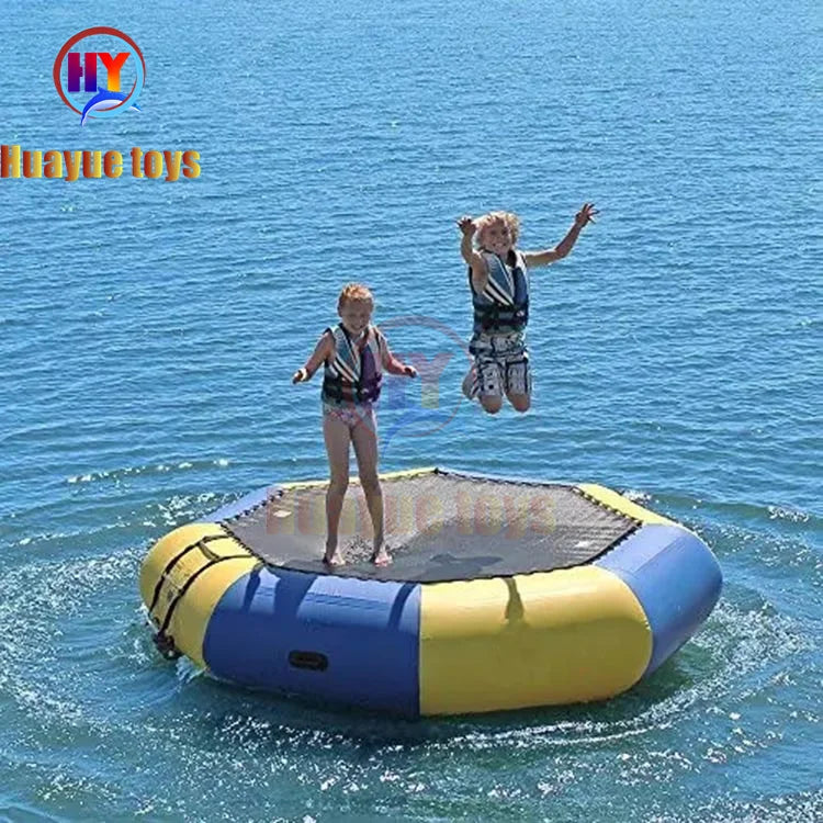 Factory Direct Sale Inflatable Lake Water Trampoline Round Inflatable Floating Trampoline with Pump