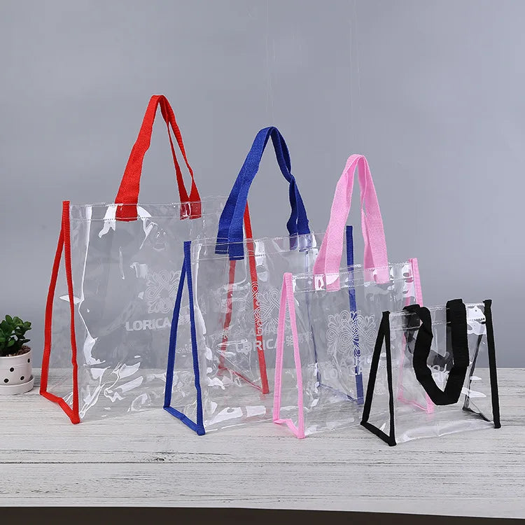 Waterproof clear Tote Bag Promotional Shopping Bag Transparent Pvc Handle Makeup Bag