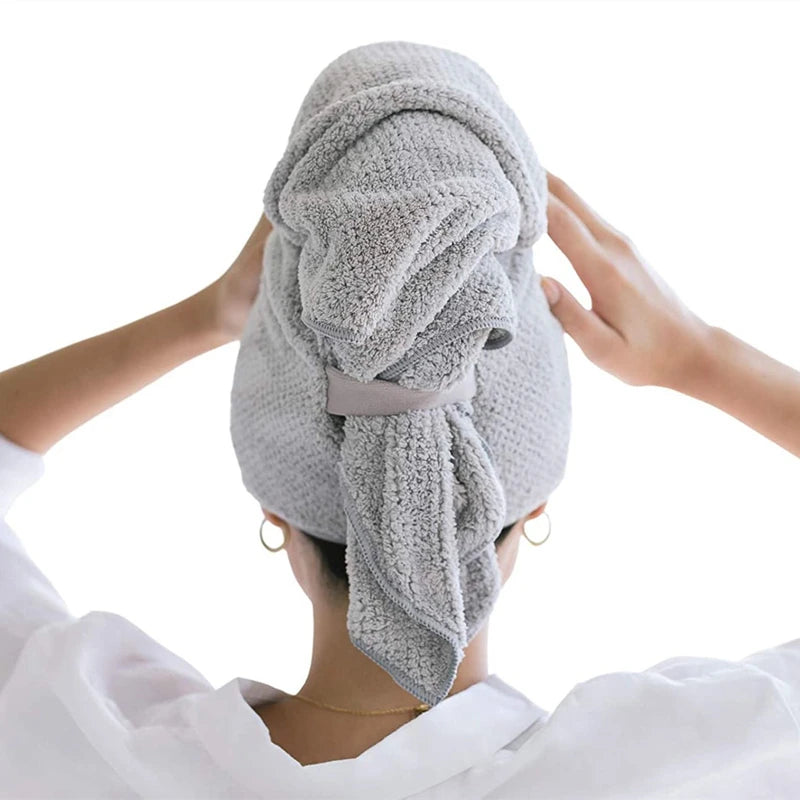 Wholesale Microfiber Hair Towels Wrap Custom Label Turban Drying Micro Fiber Hair Turban Towel