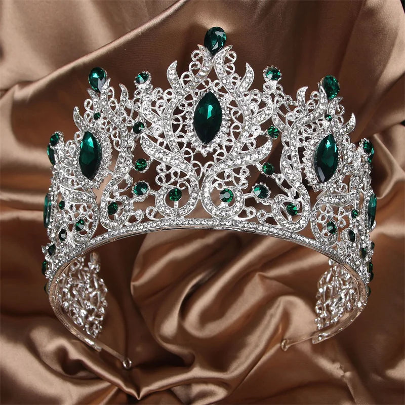 Big Crown Rhinestone Crystal Queen Crown Women Headpiece Tiara for Pageant