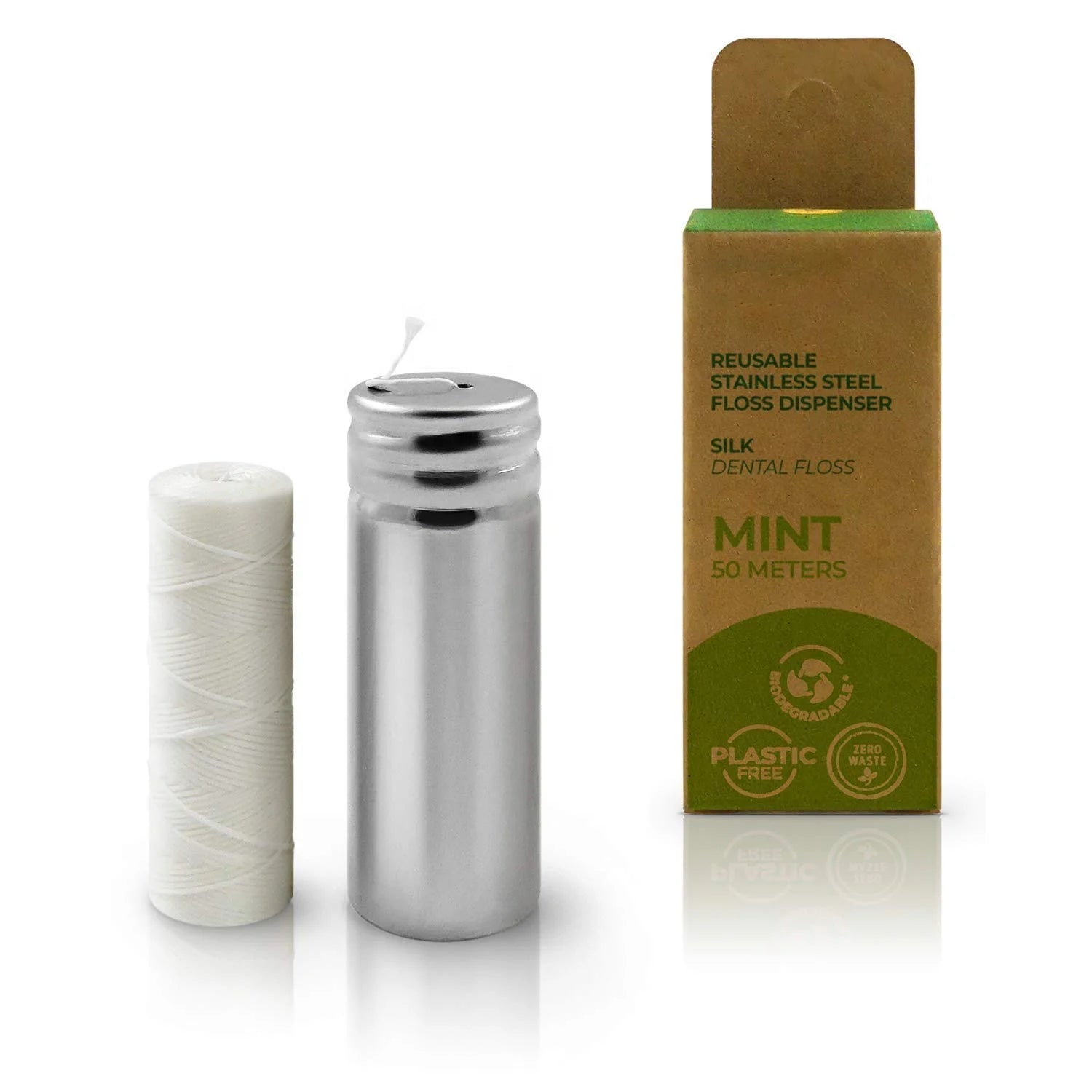 Factory Direct Natural Silk Candelilla Wax Tooth Floss Eco-Friendly Dental Tape Stainless Steel Box Plastic-Free Dental Flossers