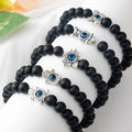 Hot-selling Frosted Stone Beaded Fatima Turtle Butterfly Evil Eye Bracelet