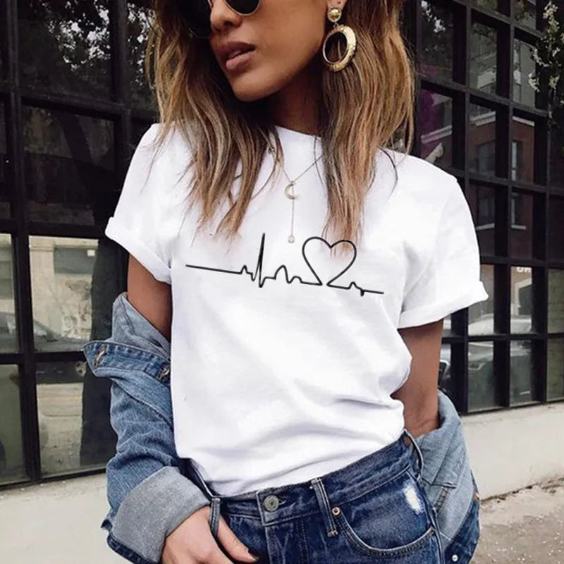 New Women T-shirts Casual Harajuku Love Printed Tops Summer Female T Shirt Short Sleeve T Shirt for Women Clothing