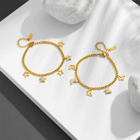 High Quality 18K Gold Plated Stainless Steel Women Bracelets Trendy Stainless Steel Butterfly Star Link Chain Bracelets Girls