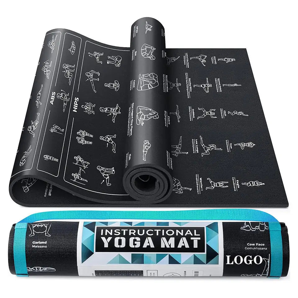 Wholesale Instructional Yoga Mat with Poses Printed Eco Friendly PVC Sports Mat Home Gym Yoga Pilates Fitness Accessories