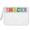 Custom Personalized Logo Transparent Letter Patches Pvc Cosmetic Bag PVC Travel Toiletry Bags Makeup Clear Purse Zipper Pouches