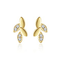 Small and Elegant Trendy Fine Jewelry 925 Sterling Silver 5a Zircon Charm Leaf Stud Earrings for women gift