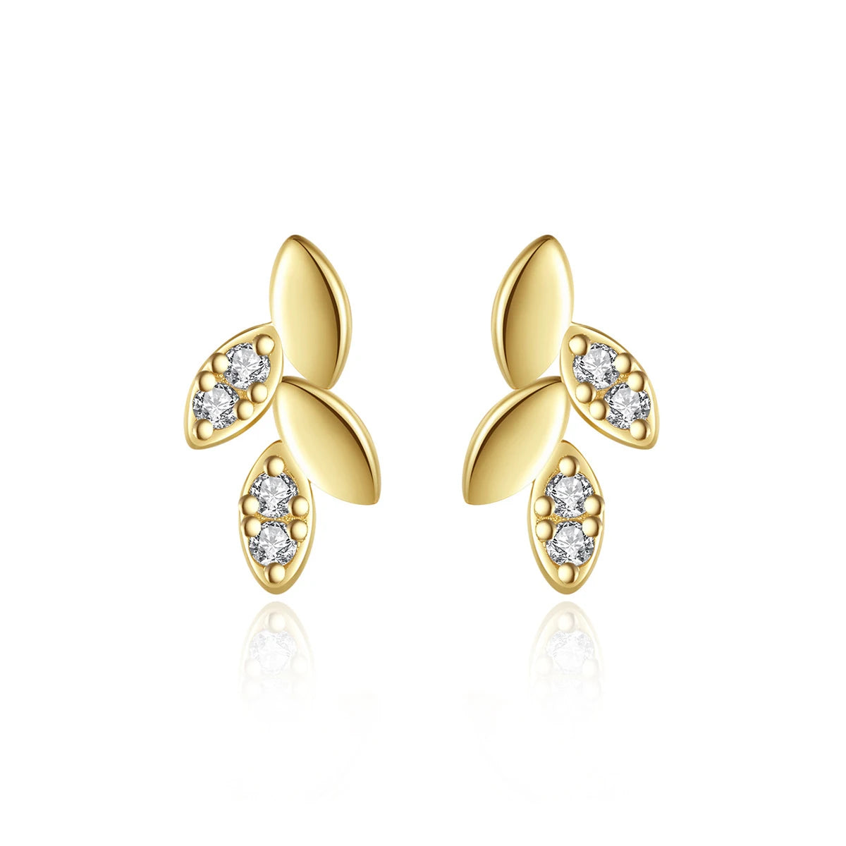 Small and Elegant Trendy Fine Jewelry 925 Sterling Silver 5a Zircon Charm Leaf Stud Earrings for women gift