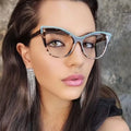 Wholesale Cat Eye Glasses Frame TR90 Anti Blue Light Stroke Flat Mirror Personality Popular Same Plain Color Eyewear
