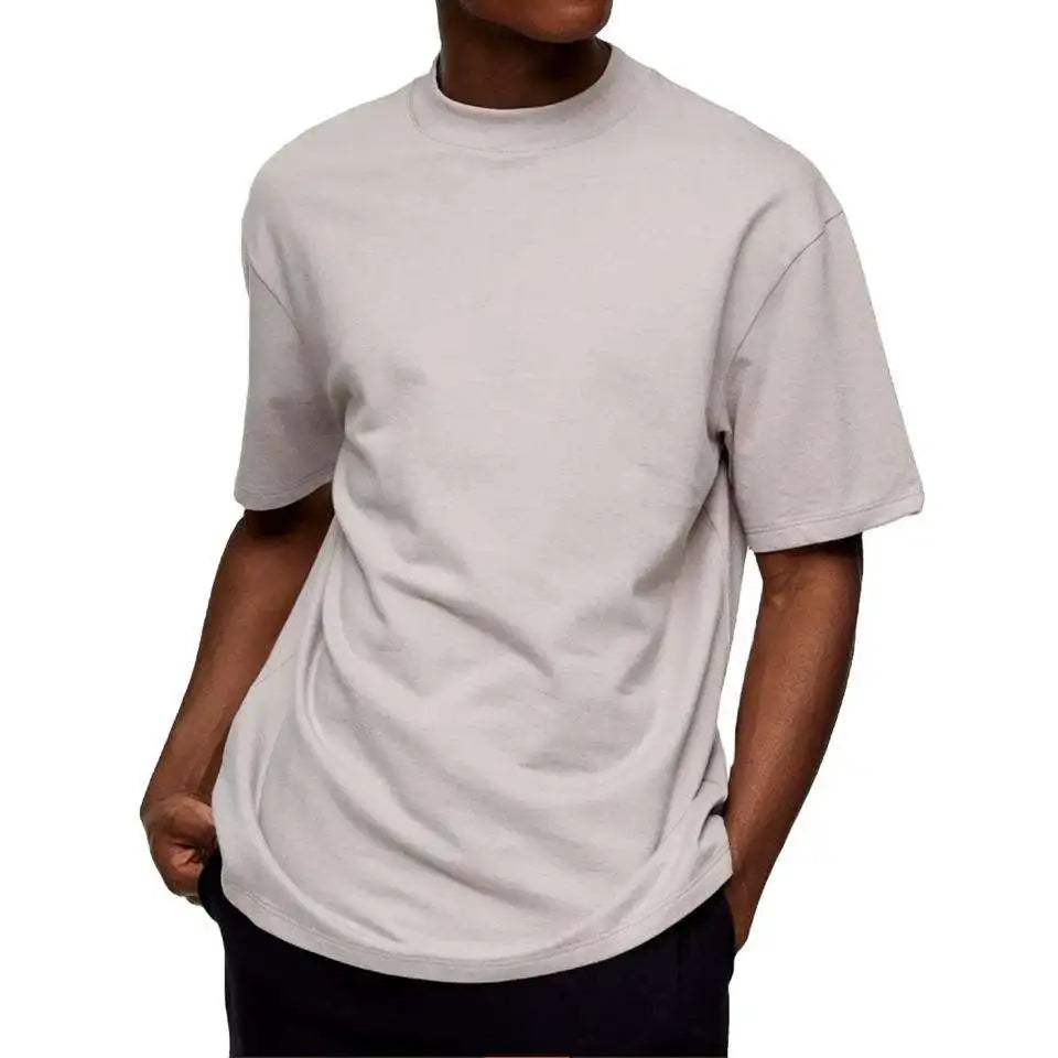 Factory Direct Formal Solid Loose Fit Knitted Short Sleeve Crew Neck Big Tall Men's 100% Cotton White T-Shirt