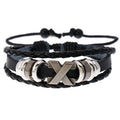 Handmade Beaded Charm Bracelet for Men Women New Design Metal X Cross Accessories Genuine Leather Fashionable Bracelet