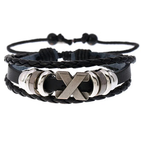 Handmade Beaded Charm Bracelet for Men Women New Design Metal X Cross Accessories Genuine Leather Fashionable Bracelet