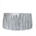 Wedding Lace Sequin Embroidered Silver Table Overlay for Banquet Hall