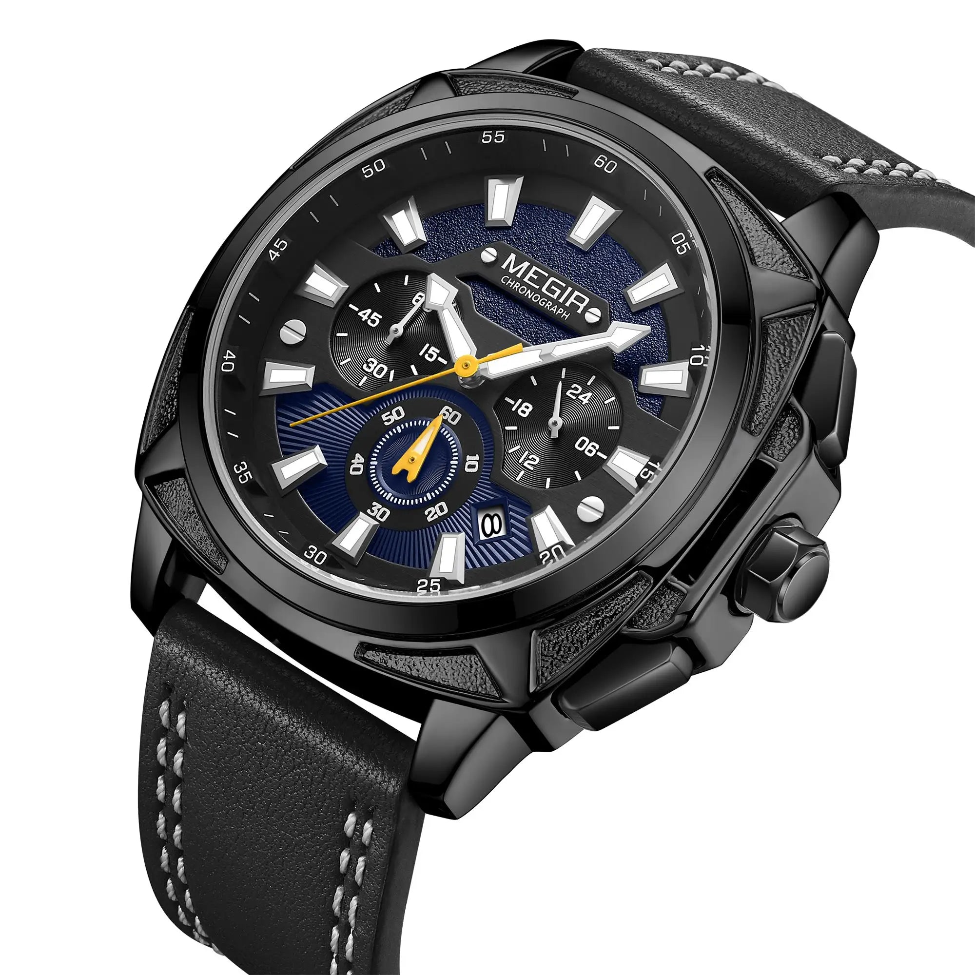 Original Brand Megir 2128 Luxury Men Wrist Leather Sport Watches Cool Man Design Fashion Quartz Watch