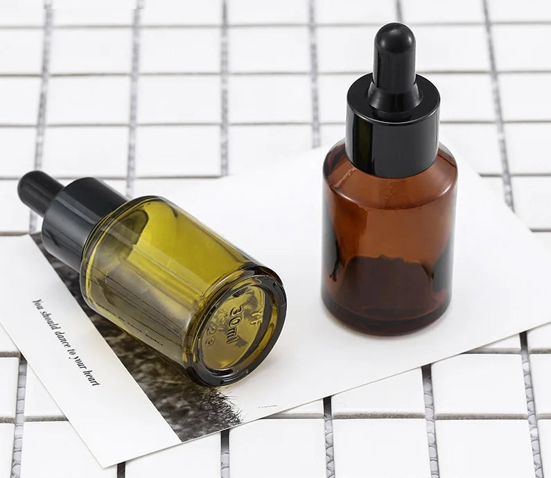 30ml Exquisite High Quality Luxury Glass Amber Tea Green Essential Oil 30 ml Glass Dropper Perfume Bottle