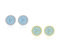 Fashion Jewelry Earrings Round Shape Turquoise Elegant S925 Sterling Silver Stud Earrings for Women Girl Gift Hypoallergenic