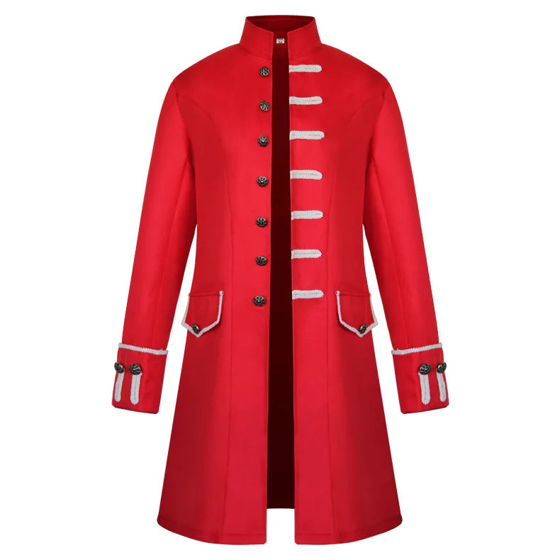 Men's Uniform Costume Coldker Renaissance Men's Coat Medieval Clothing Solid Color Fashion Steam Punk Vintage