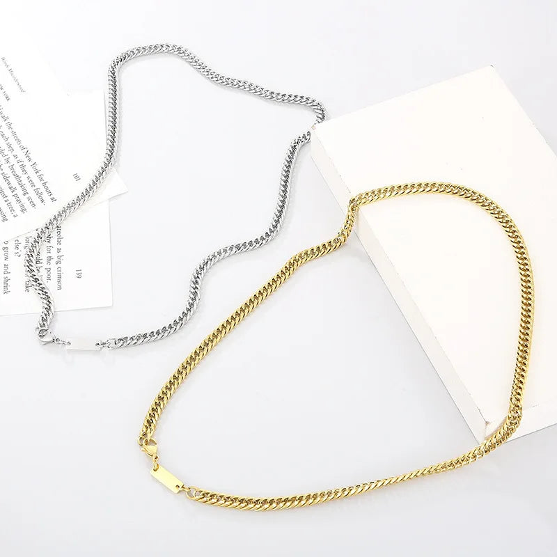 Meetyoo Hot Sale 5.5mm Non Tarnish Mens Jewelry Set Necklaces and Bracelets Stainless Steel Gold Plated Chain Necklace for Men