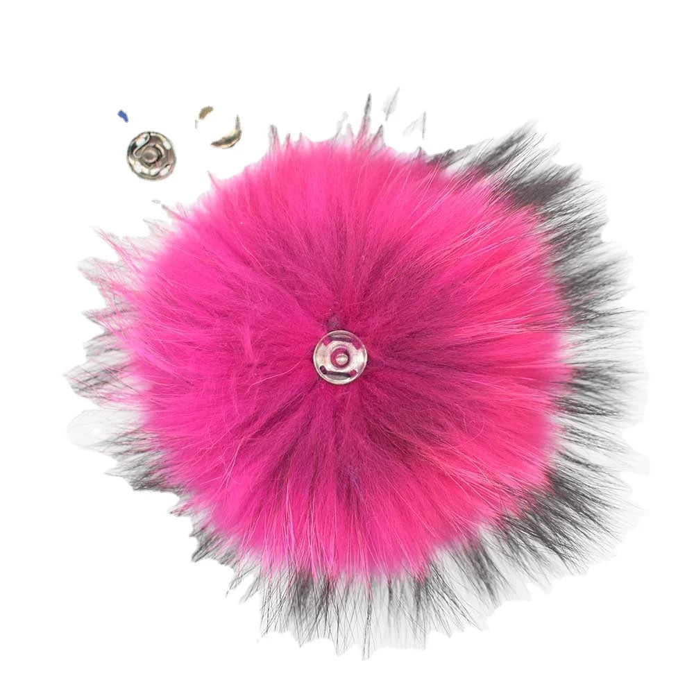 MWFur Fashion  Raccoon Hair Ball for Winter Hat Fox Fur Pompom Custom Made Big Fox Fur Ball for Beanies