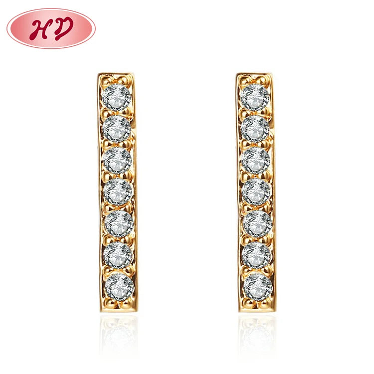 Wholesale Free Shipping Classic Colorful Cubic Zirconia Geometry Copper Plated 18K Gold Women Earrings Stud for Hd Fashion Jewel