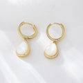Simple Fashion 14K Gold Plated Waterdrop Dangle Earring 925 Sterling Silver  Mother of Shell Hoop Huggies Earring Silver Jewelry