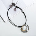 TongLing European Vintage Trendy Black Rope Pendant Necklace Resin Strand String Women Choker Necklace for Daily Life