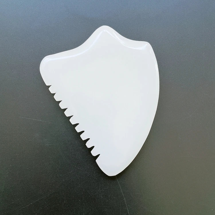 Huiying Natural Jade Facial Body Scraping Massage White Jade Spiky Shape Gem Gua Sha
