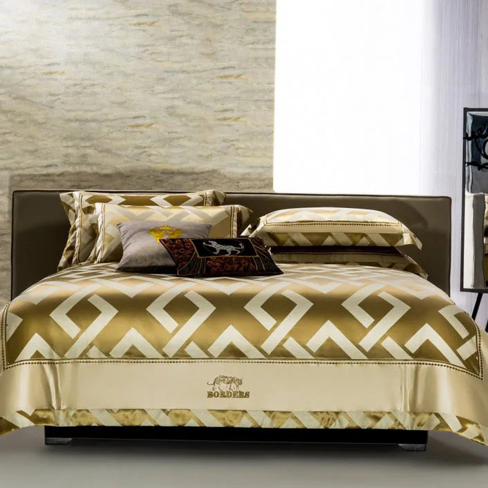 ODM/OEM Luxury Pure Cotton Jacquard Coverlets Duvet Cover Bed Sheet Comforter Gold Bedding Set Supplier