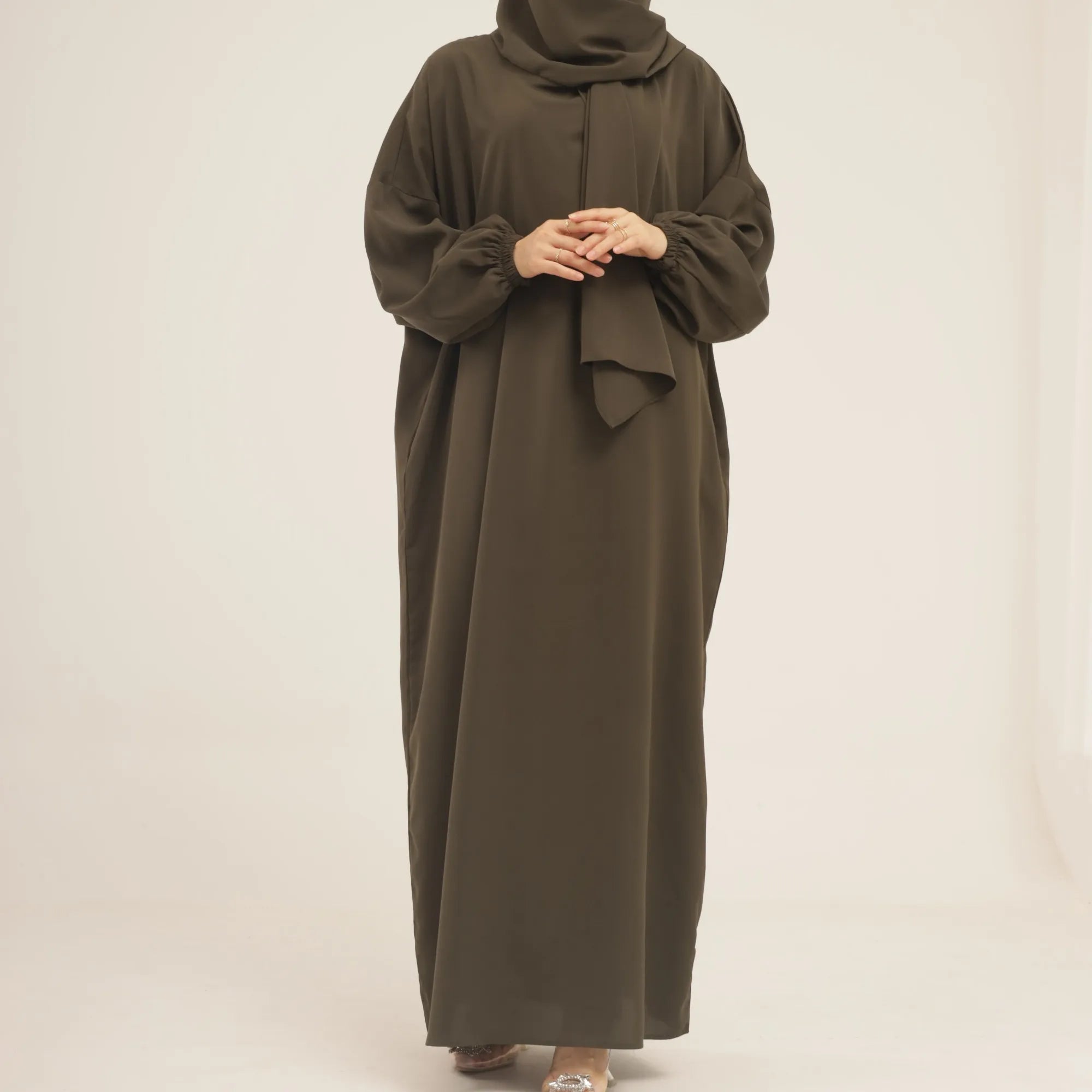 Hot Sale Ethnic Clothing Women Kaftan Abaya Nida Fabric Jilbab One Piece Dress With Hijab Abaya Women Muslim Dress