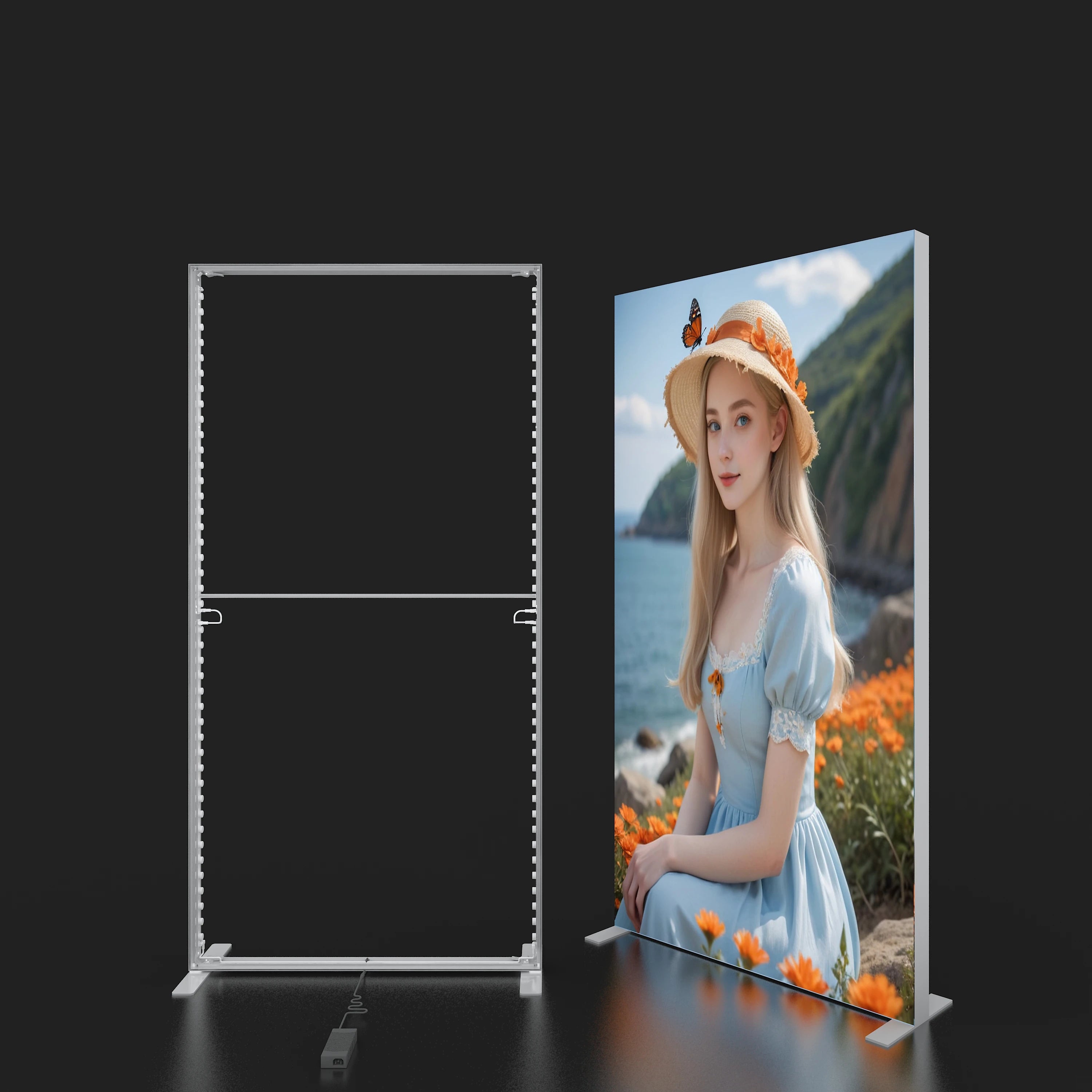 Expo Seg Light Box Double Side Aluminum Profile Frame Graphic Advertising Light Box With Footbase
