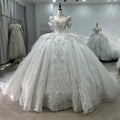 Jancember XS054 Princess Short Sleeve Sequins Beaded Long Tail Wedding Dresses