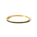 Colorful Steel Water Resistant Cuff Bangles Green CZ Inserting 18k Gold Plated Bracelet Bangles