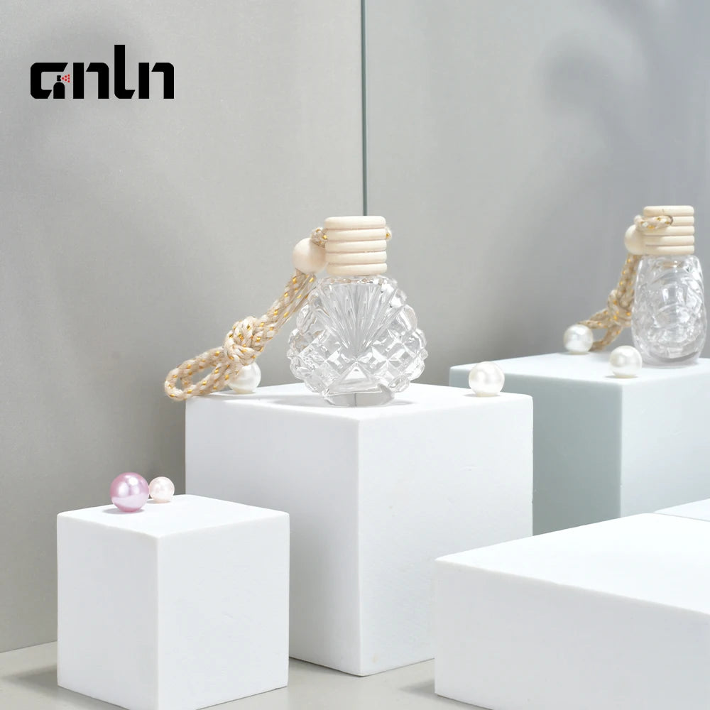 Car Hanging Perfume Bottle Fragrance Air Freshener Empty Glass Bottle Aroma Essential Oil Pendants Diffuser