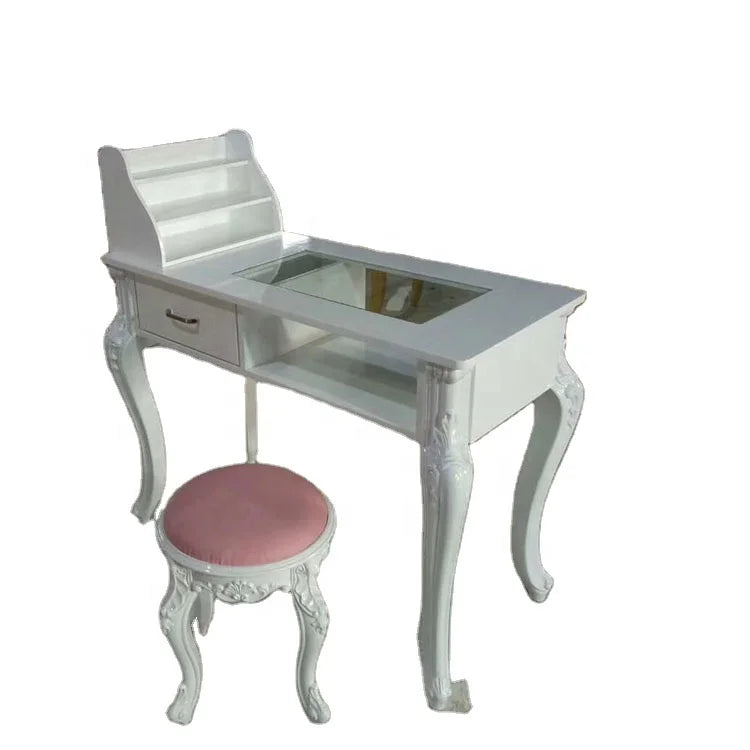 Glass Top Manicure Table Single Nail Table Manicure