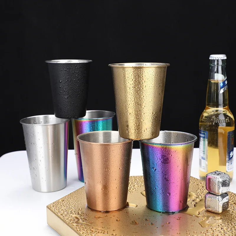 Custom Top Quality 304 Stainless Steel Beer Cold Drink Stacked Tumbler Coffee Beer Outdoor Travel Camping Mugs Mugs Pint Cups