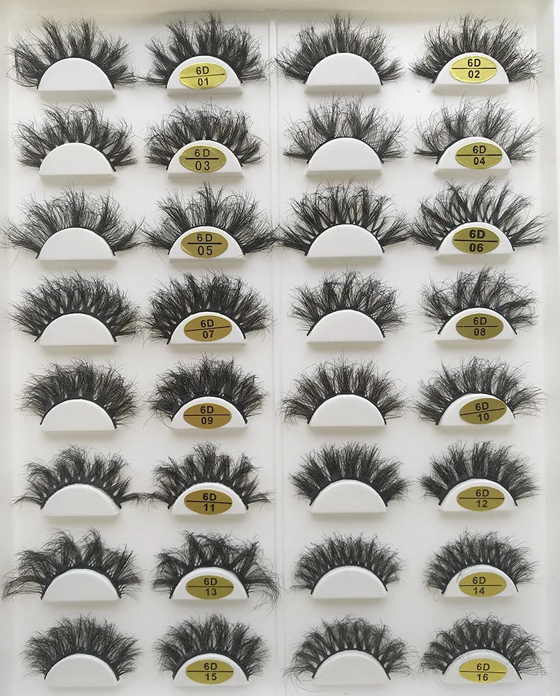 Festind False Eyelashes 20MM Dramatic Faux Mink Lashes Handmade Thick Natural Soft Black Cotton Stalk Pack 7 Pairs