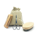 Men's Boar Bristle Shaving Brush with Hard Round Wooden Handle Comb for Beard Care