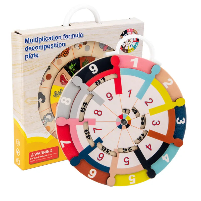 2026 New Children Wooden Double Sided Wooden Multiplication Math Decomposition Animal Food Chain Cognition Plate Toys for Kids